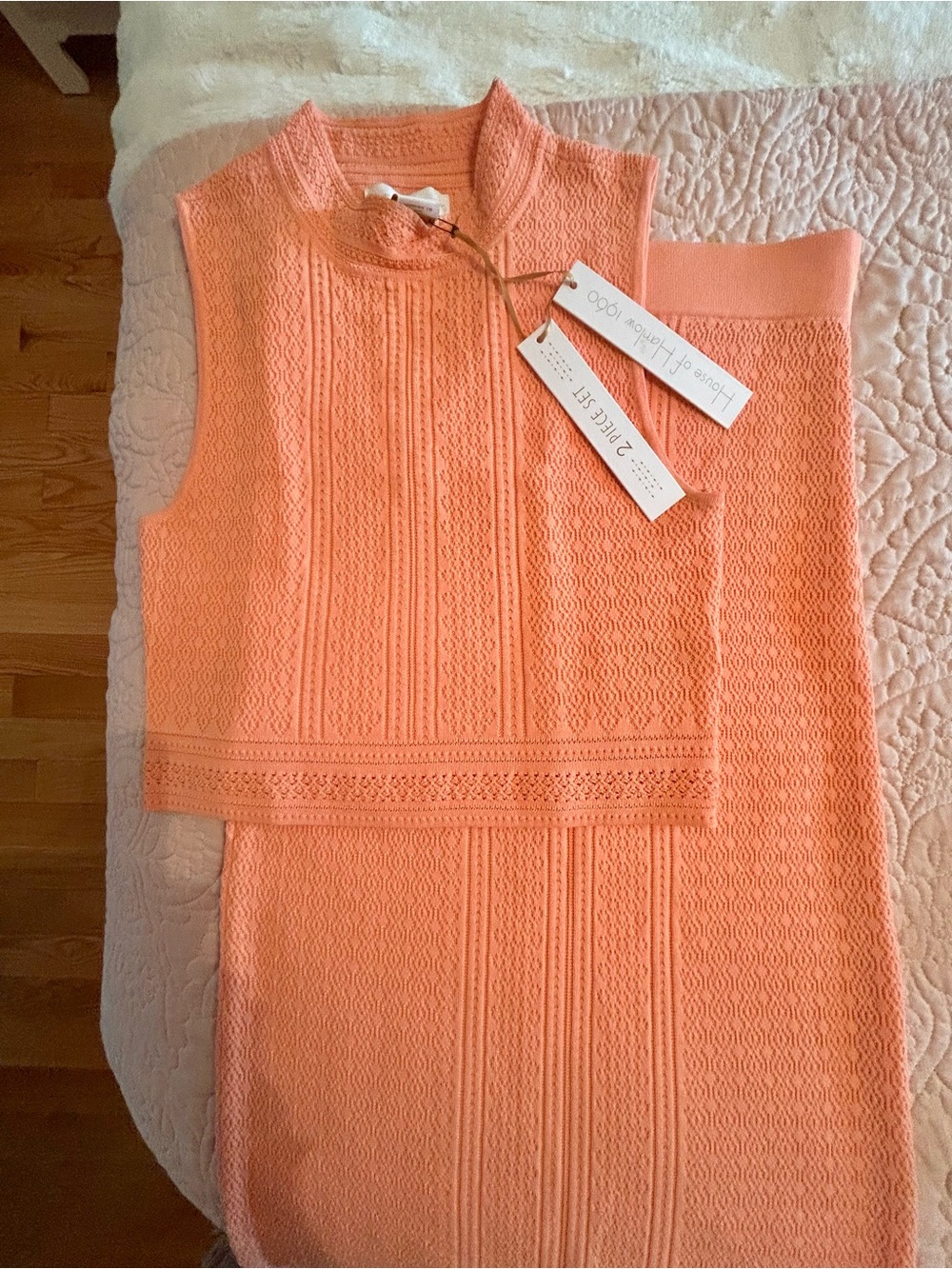 2 Piece House of Harlow Crop top and skirt set /Sz small/ Peach /NWT